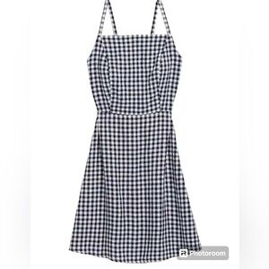 NWT Old Navy Gingham Linen-Blend Fit & Flare Sundress Size L Petite